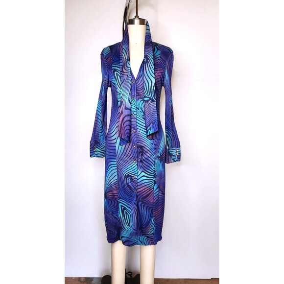 Vintage VERSACE Dress Abstract Psychedelic Dress - Italian High End Designer XS - Picture 8 of 10